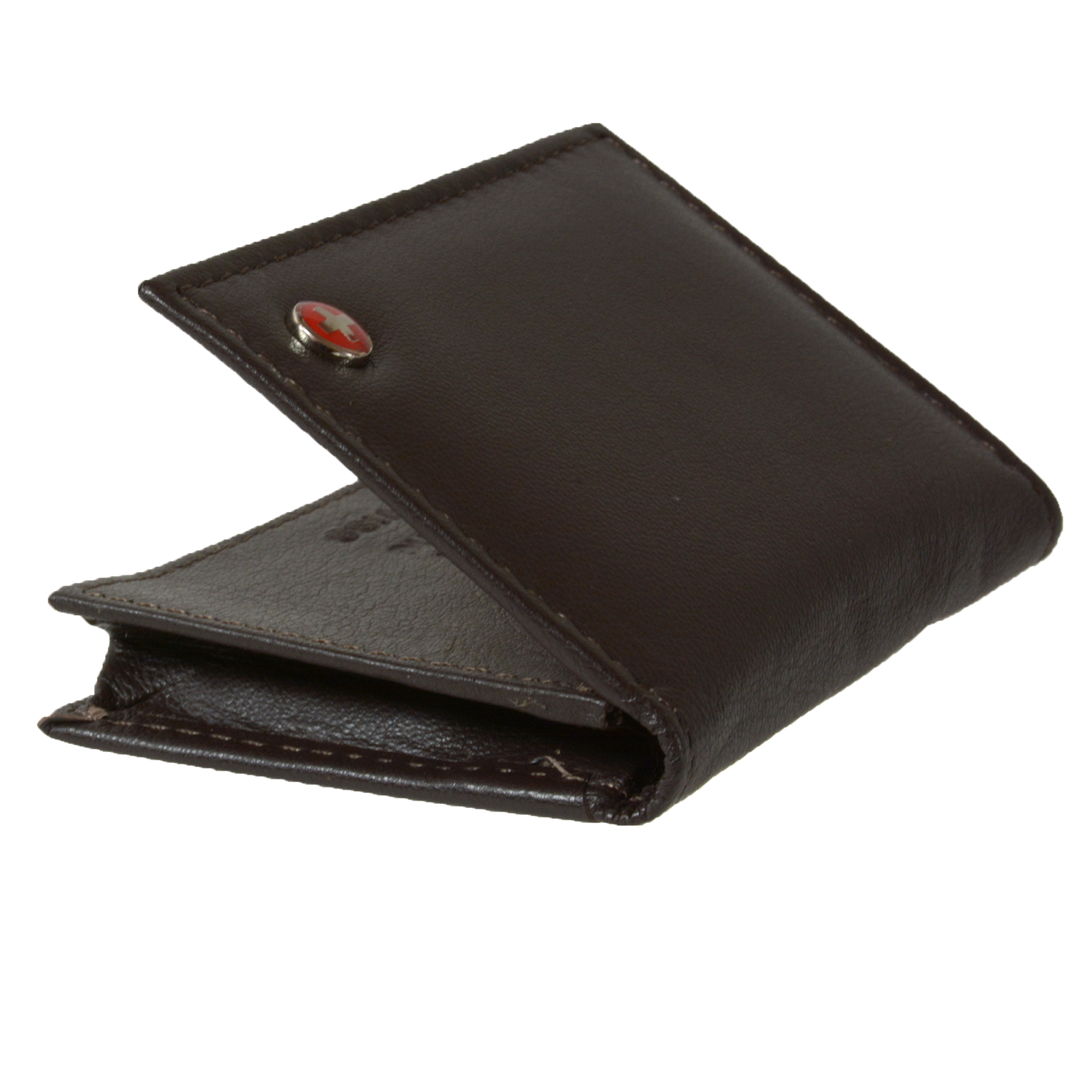 Alpine Swiss Mens Wallet Real Leather Bifold Trifold Hybrid Foldout ID Card Case